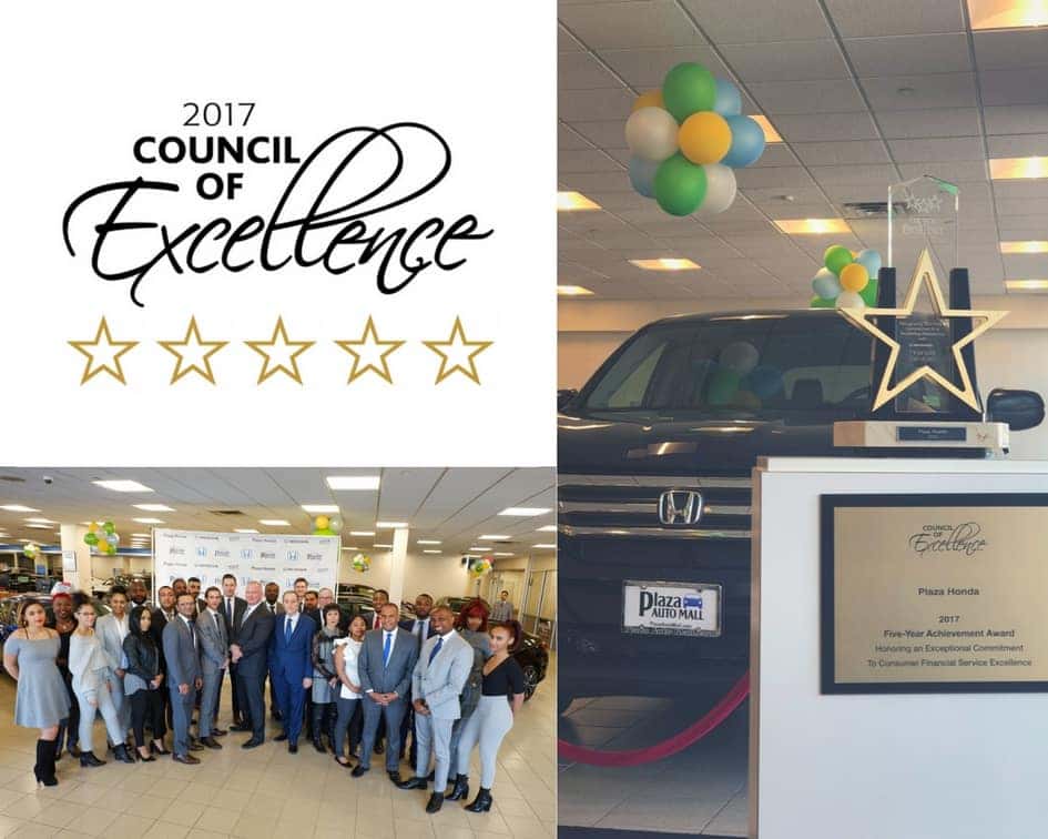 Plaza Honda Receives 2017 Council Of Excellence Award Plaza Auto Mall