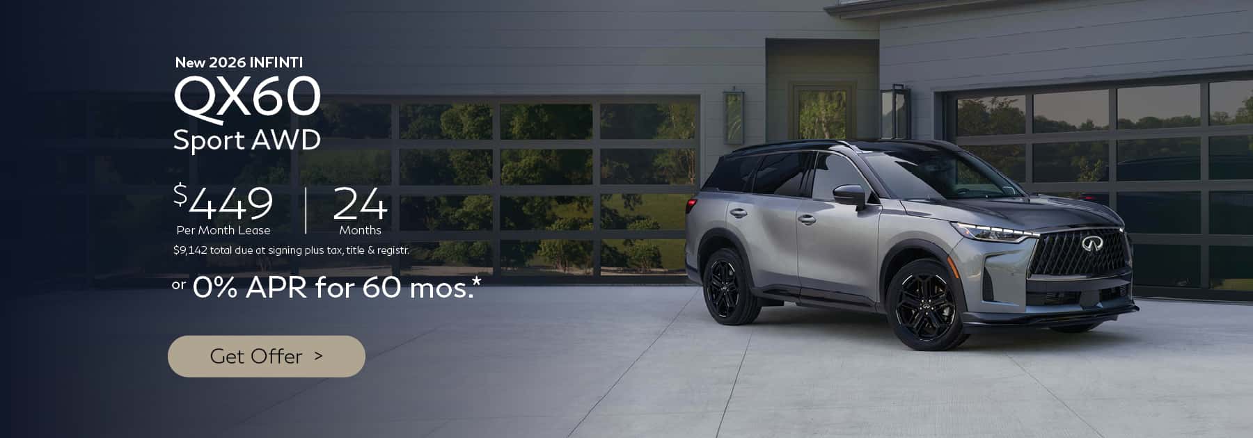 New 2026 INFINITI QX60 Sport AWD $449 Lease