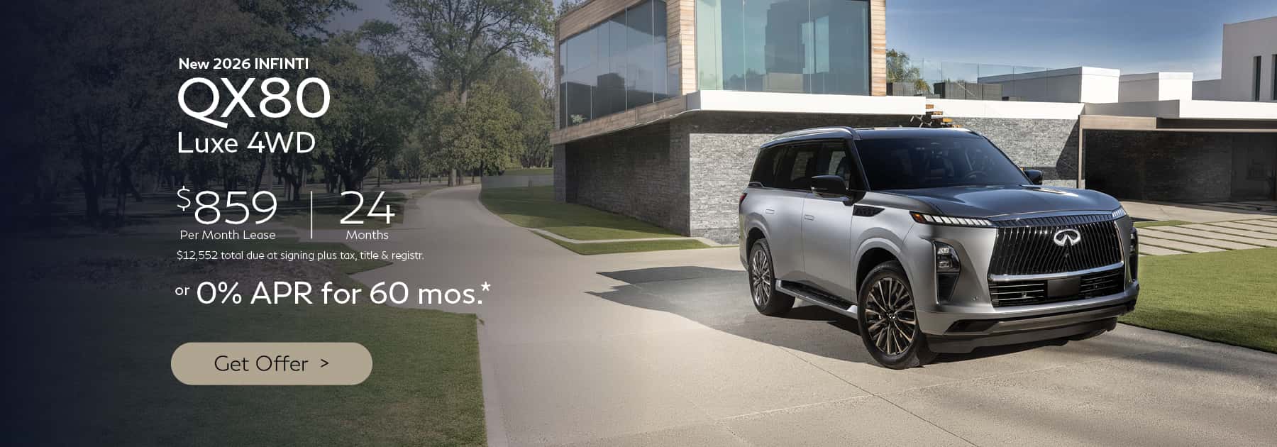 New 2026 INFINITI QX80 LUXE 4WD $859 Lease