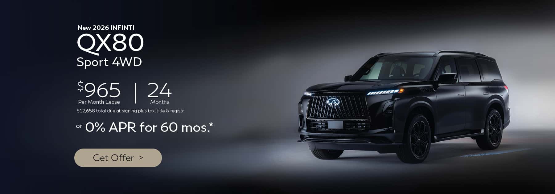 New 2026 INFINITI QX80 Sport 4WD $965 Lease