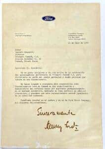 1989 - A letter from Henry Ford II himself, marking Prosperi Cumaná's 50th anniversary as a Ford dealership — an early sign of the standard the family would carry for decades to come.