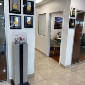 South Dade Toyota awards display wall and showcase