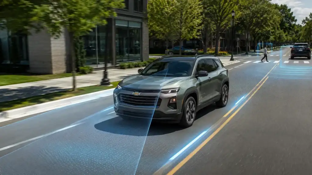ADAS-Enabled SUV Scanning City Street