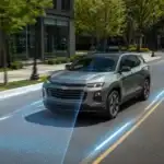 ADAS-Enabled SUV Scanning City Street