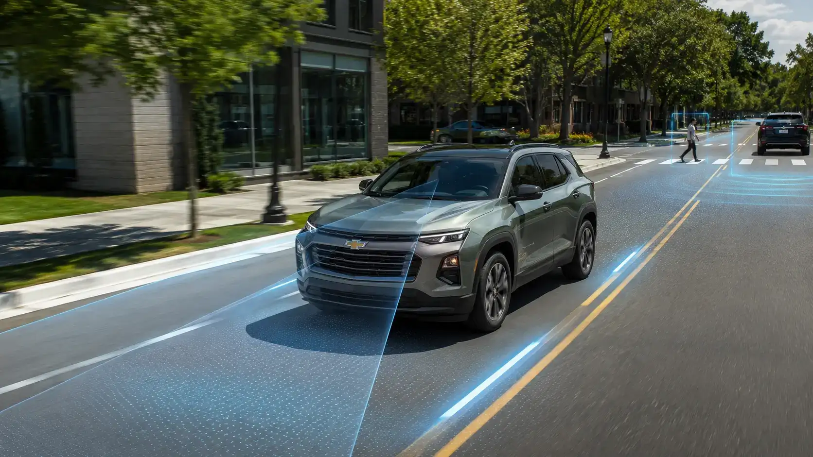 ADAS-Enabled SUV Scanning City Street