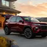 Maroon SUV by the Lakeside Garage