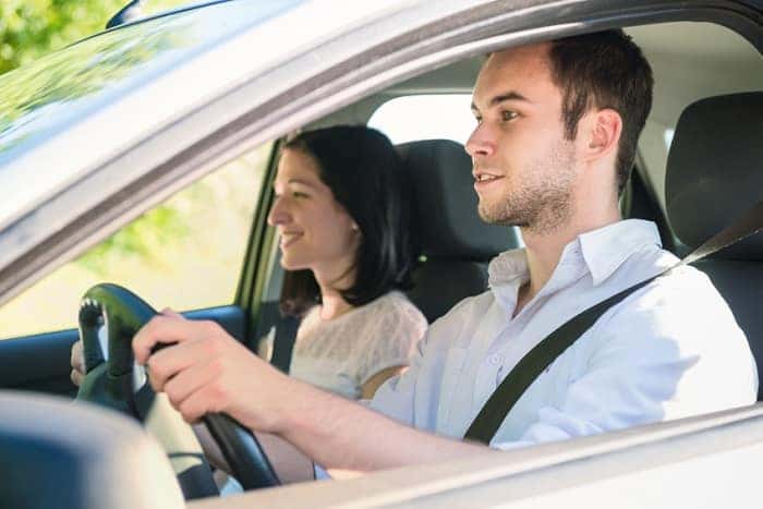 Man test driving a used car.