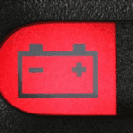 Battery warning light close up