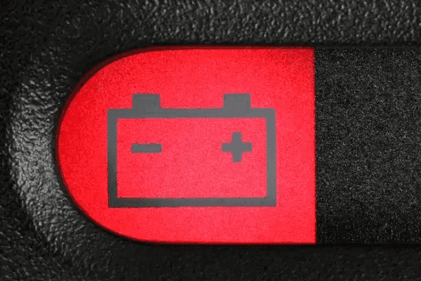 Battery warning light close up