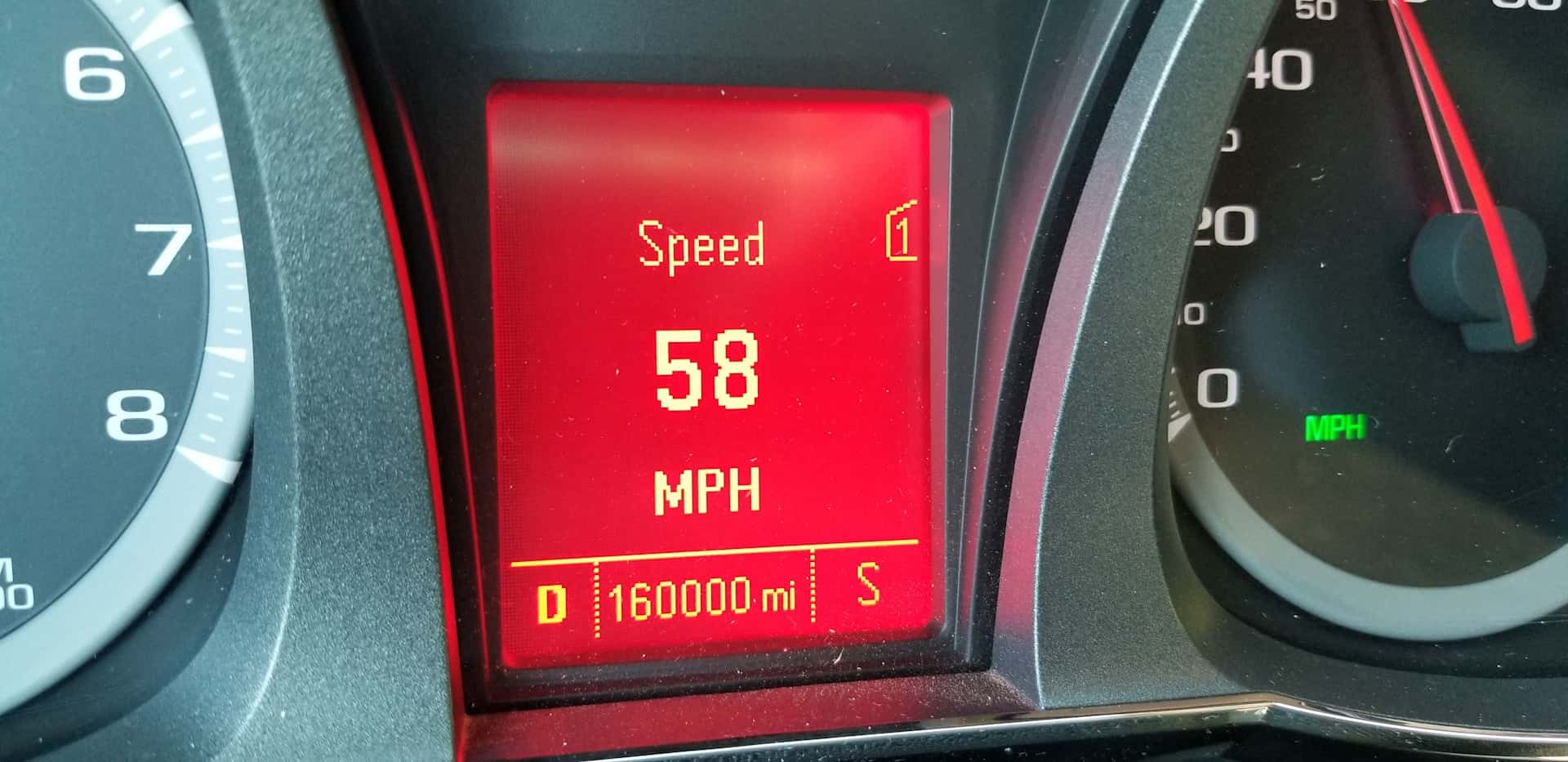 Digital car odometer detail shot