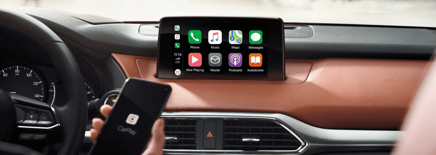 Connecting iPhone to Apple CarPlay in Mazda interior
