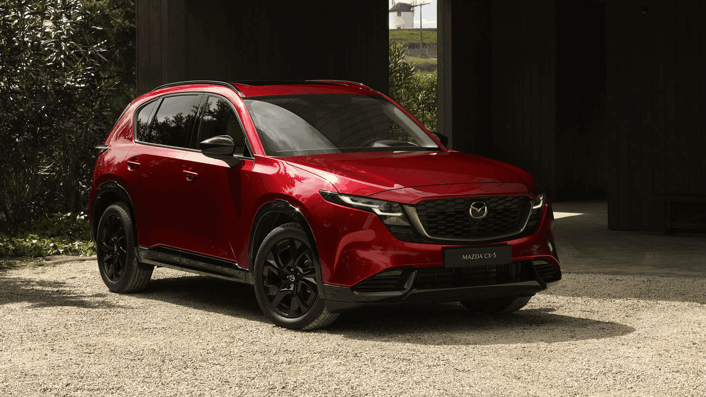 2026 Mazda CX-5 bolder Kodo design exterior showcasing sharper lines and Soul Red Crystal Metallic color option
