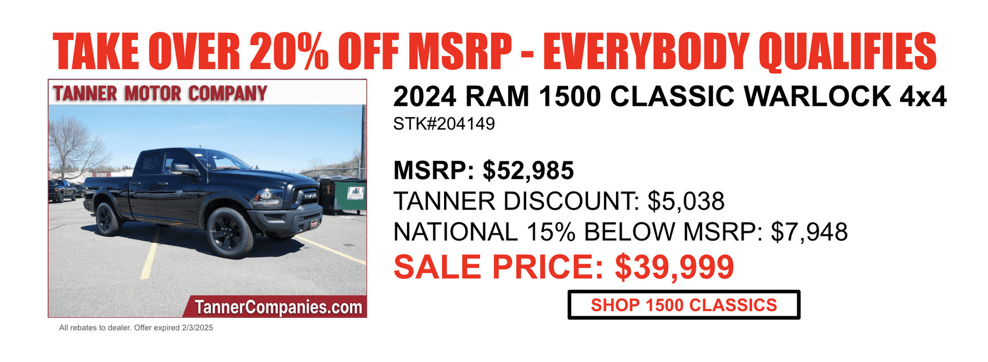 Tanner Motors | Chrysler, Dodge, Jeep, Ram, Wagoneer Dealer in 