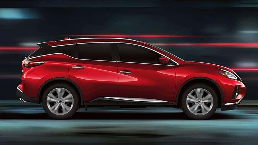 Red 2020 Nissan Murano blurred background side view