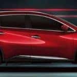 Red 2020 Nissan Murano side view with blurred background