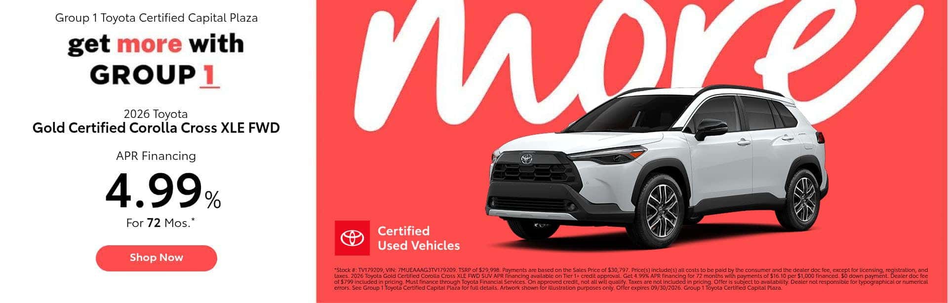 Gold Certified Corolla Cross XLE