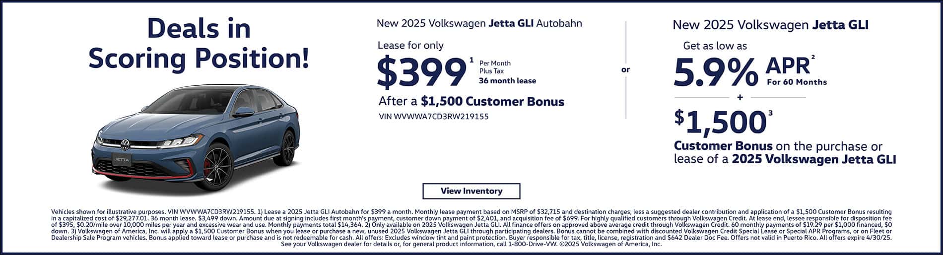 April Jetta GLI Offer