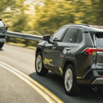 2020 Toyota RAV4 SUV models driving on highway