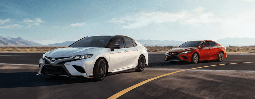 2020 Toyota Camry configurations parked on beach