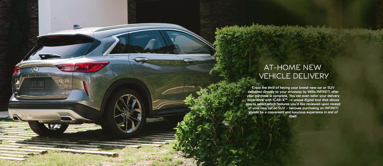 At home vehicle delivery. Enjoy the thrill of having your brand-new car or SUV delivered directly to your driveway after your purchase is complete. 