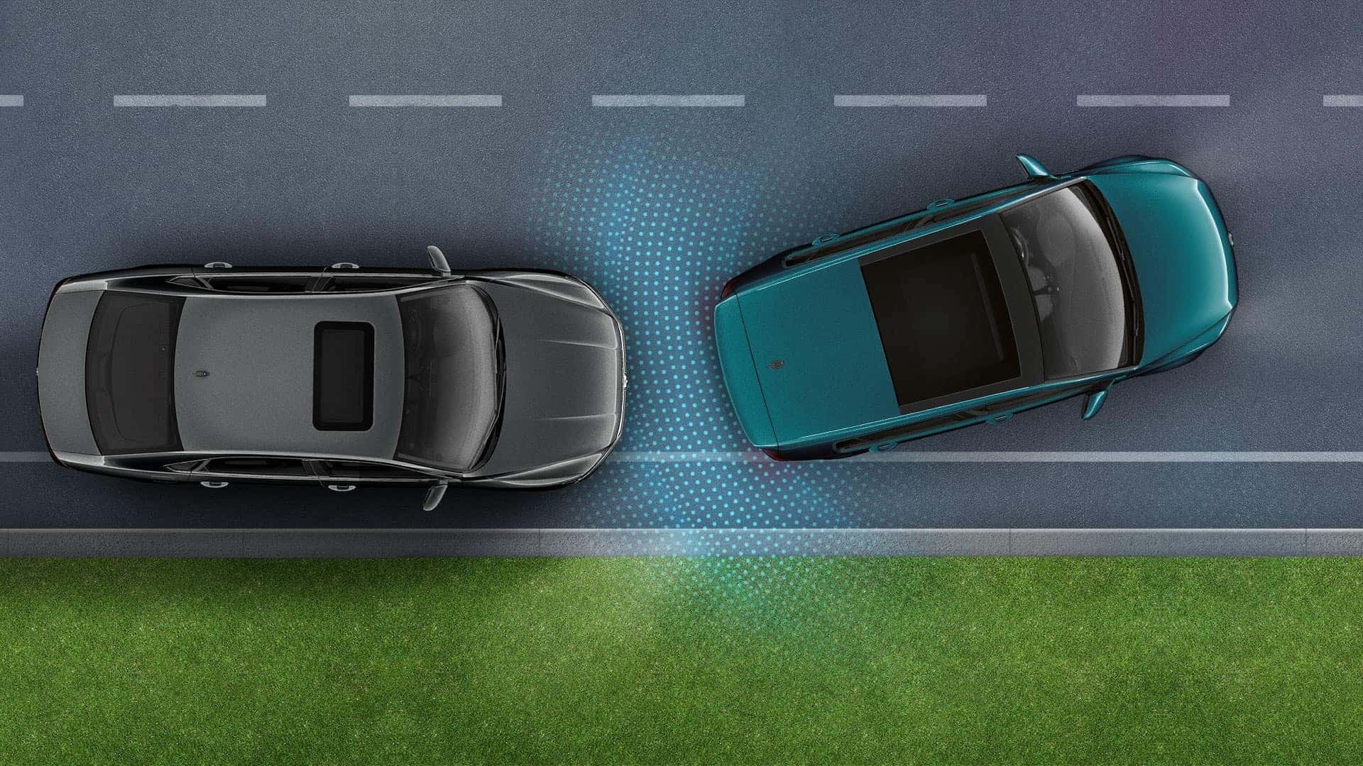 Graphic showing the 2019 VW Golf park distance control feature