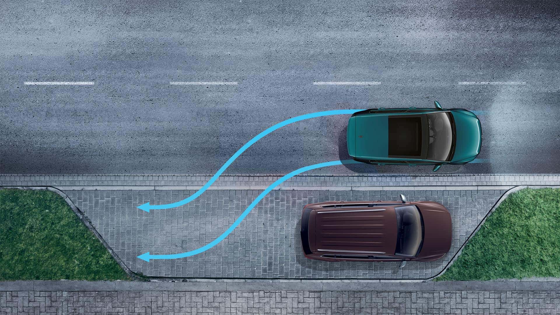 Infographic displaying the 2019 VW Golf park assist feature.