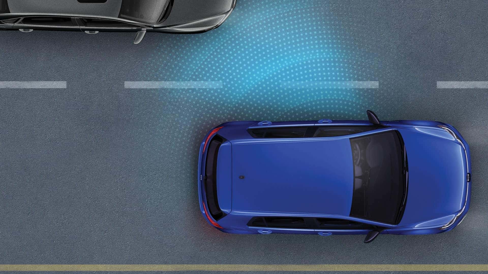 Infographic of the 2019 VW Golf R blind spot detection feature