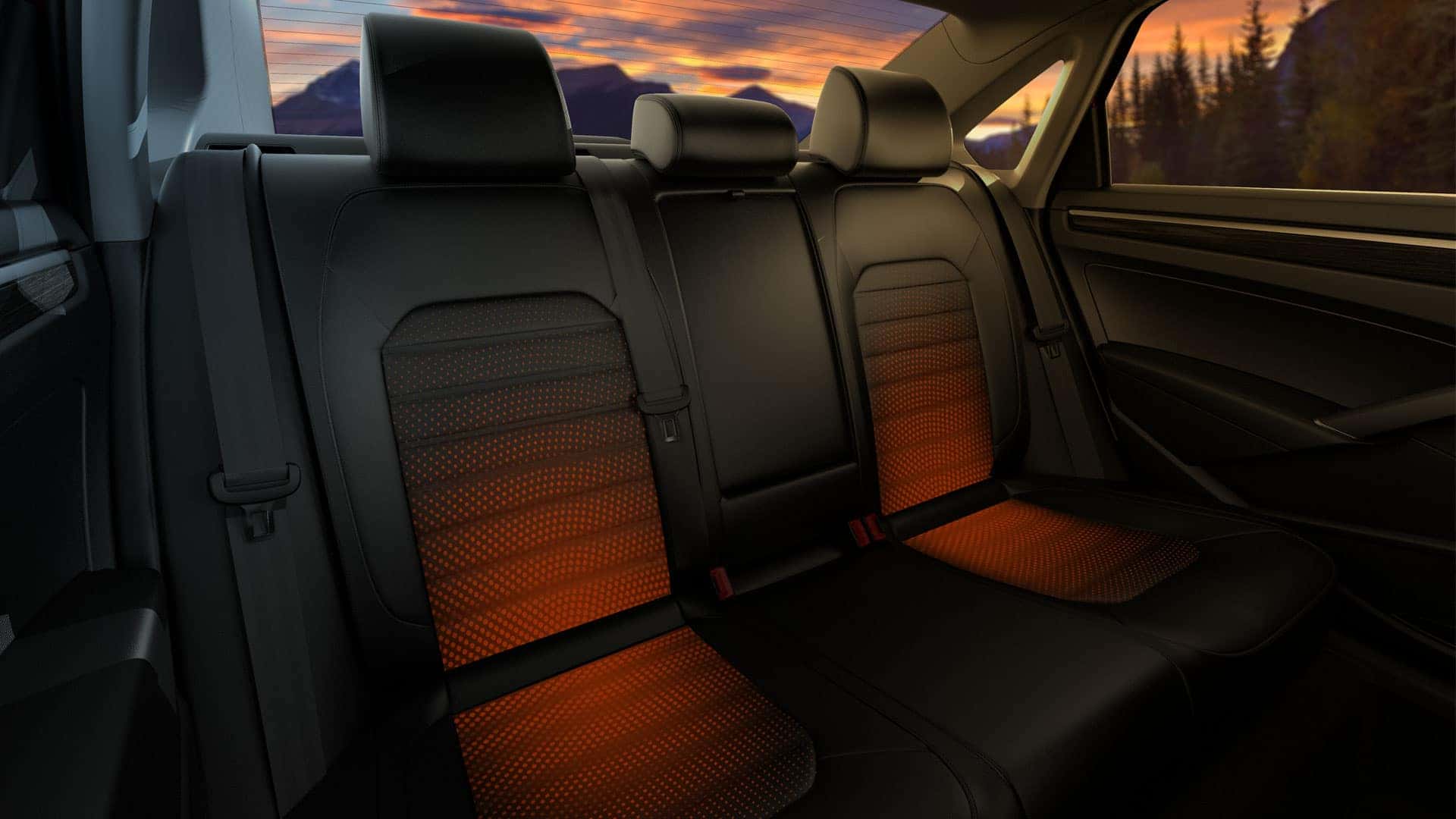 A graphic demonstrating the 2019 VW Passat's heated rear seats