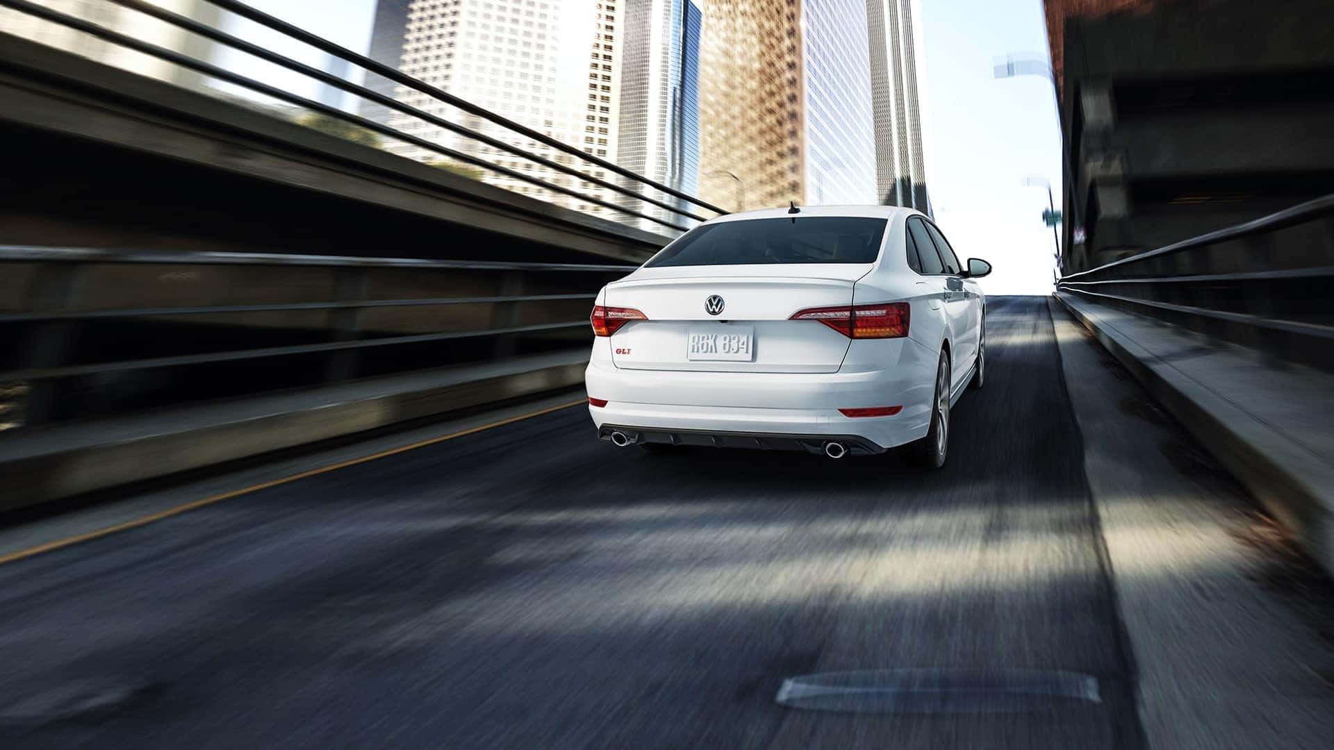 White Jetta GLI from rear