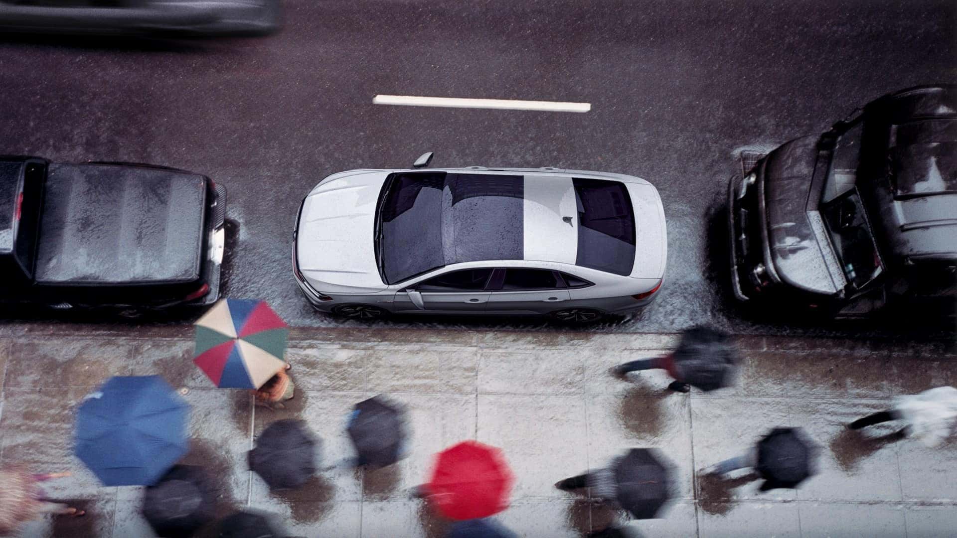 Jetta GLI parked in the rain