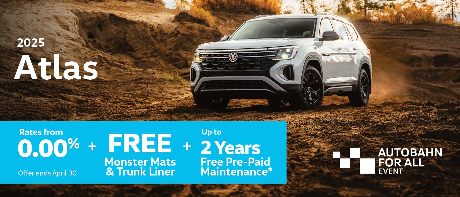 2025 Volkswagen Atlas April Offer Desktop Banner