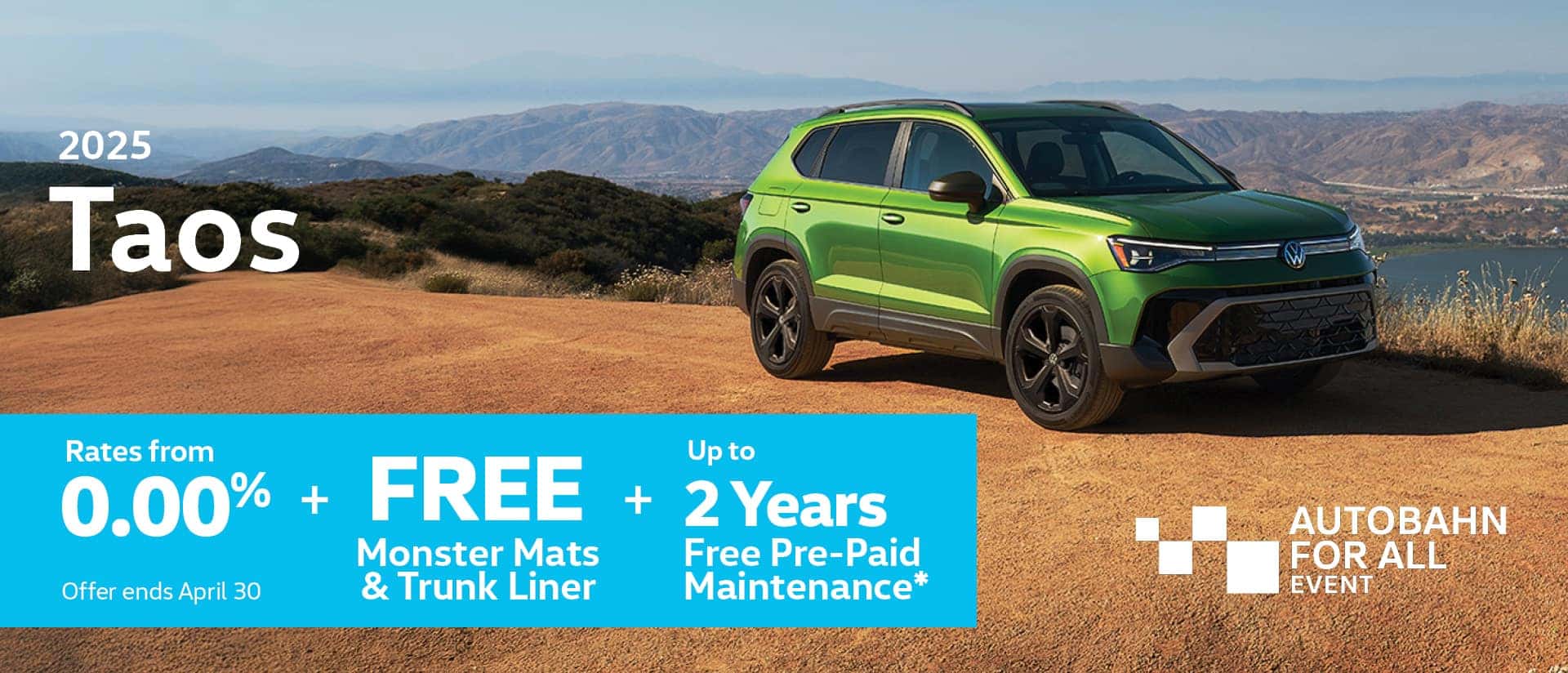 2025 Volkswagen Taos April Offer Desktop Banner